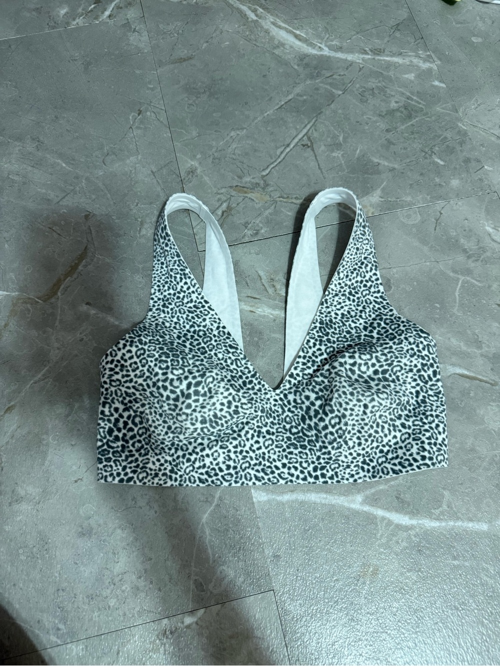 Victoria's Secret White & Gray Leopard V-Neck Bralette